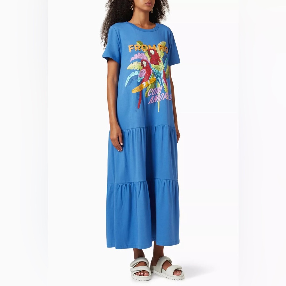 Farm Rio Tiered Midi T-shirt Dress